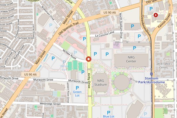 Map showing World's Championship Bar-B-Que Contest in Houston