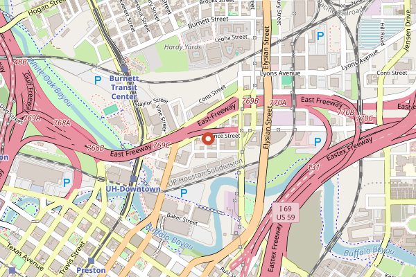 Map showing Theodore Rex in Houston