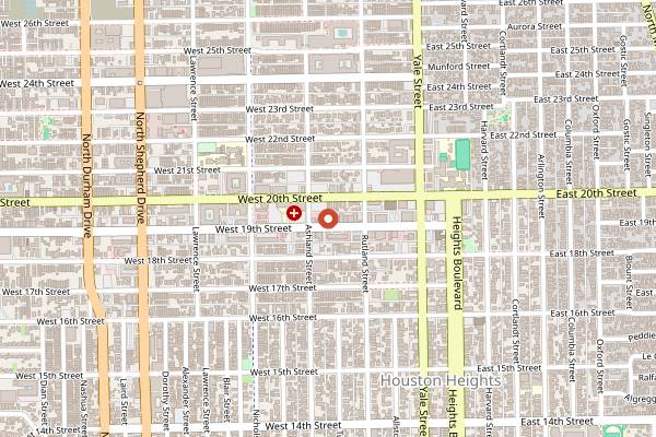 Map showing The Heights Theater in Houston