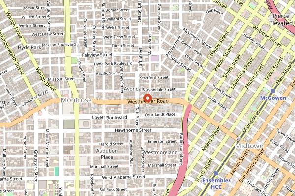 Map showing Numbers Nightclub in Houston