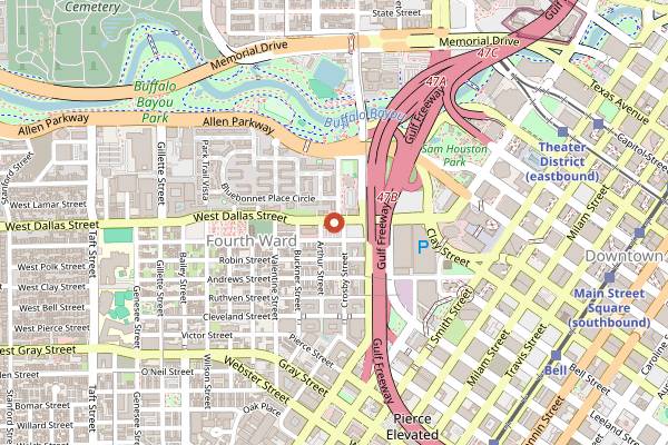 Map showing Tony's Corner Pocket in Houston