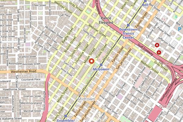 Map showing Warehouse Live Midtown in Houston