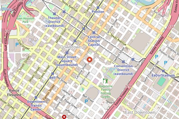 Map showing Pappas Bros Steakhouse (Downtown) in Houston