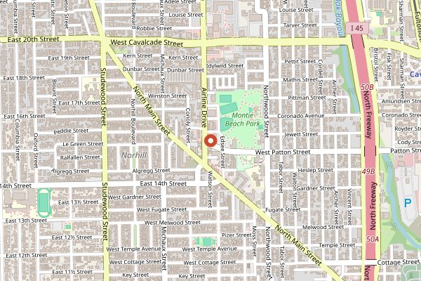 Map showing Pinkerton's Barbecue (Heights) in Houston