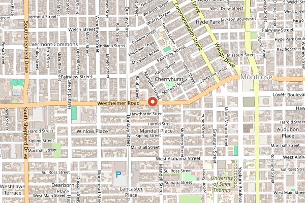 Map showing Rosie Cannonball in Houston