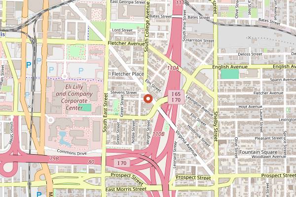 Map showing Amelia's in Indianapolis