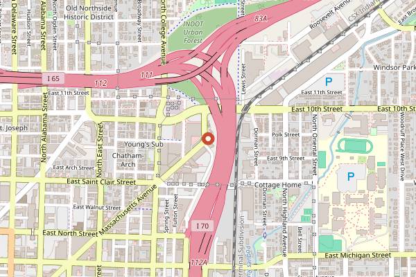 Map showing Macaron Bar in Indianapolis