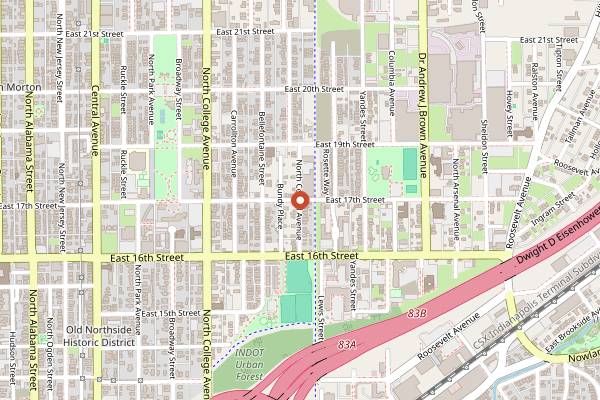 Map showing Rene's Bakery in Indianapolis