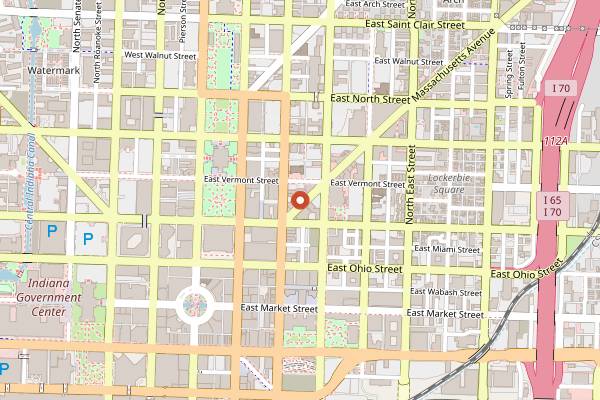 Map showing Bakersfield Mass Ave Bar in Indianapolis