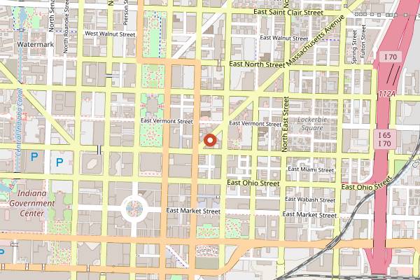 Map showing The Ball & Biscuit in Indianapolis