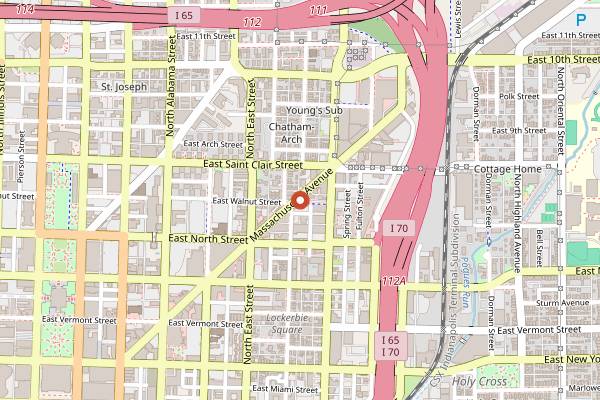 Map showing Chatham Tap Mass Ave in Indianapolis