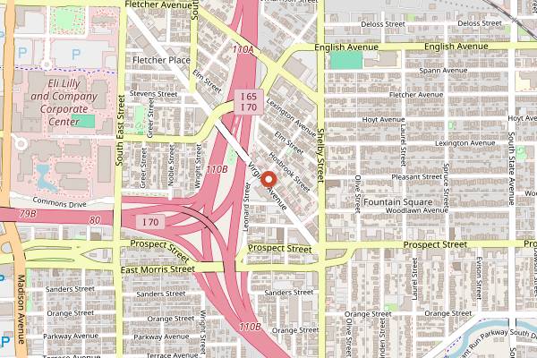 Map showing The Inferno Room in Indianapolis