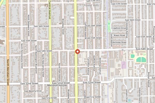 Map showing The Jazz Kitchen in Indianapolis