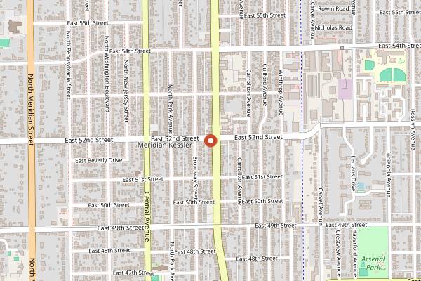 Map showing The Red Key Tavern in Indianapolis