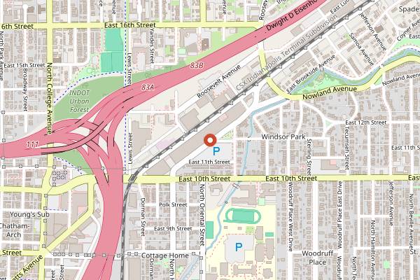 Map showing Centerpoint Brewing in Indianapolis