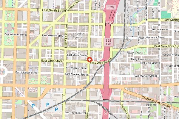 Map showing Sun King Brewery Downtown in Indianapolis