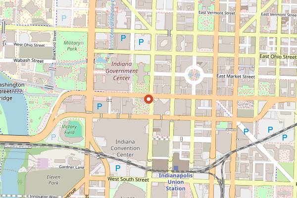 Map showing Cafe Patachou Downtown in Indianapolis