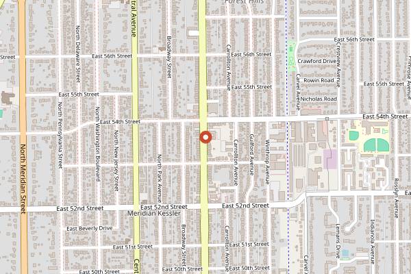Map showing Yats Broad Ripple in Indianapolis