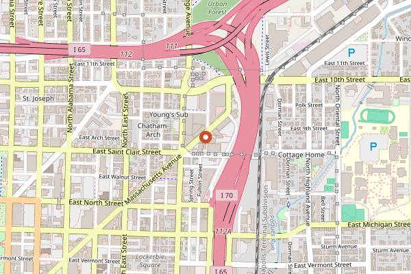Map showing Please & Thank You in Indianapolis