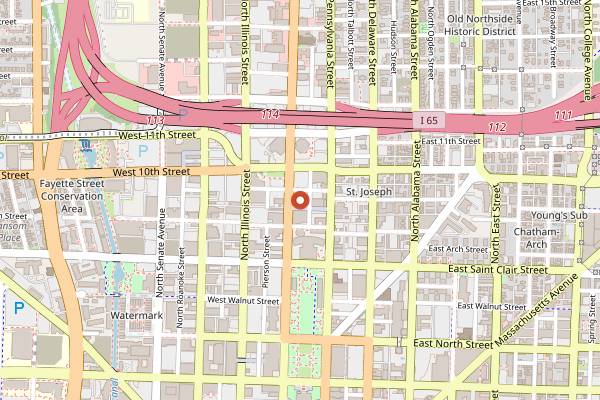 Map showing Quills Coffee in Indianapolis