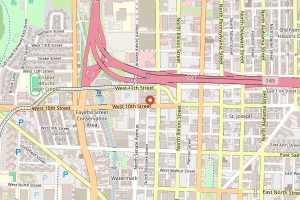 Map showing Julieta Taco Shop Gluten-Free Tacos in Indianapolis