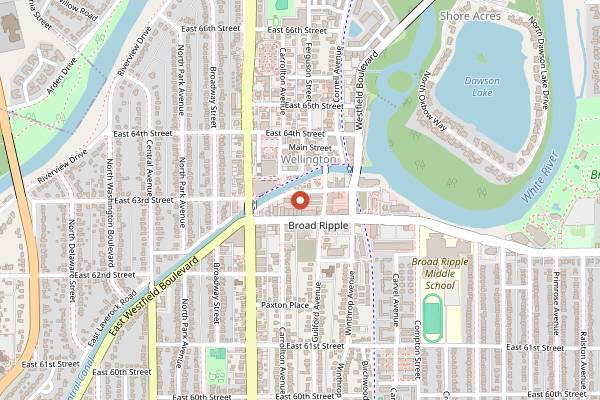 Map showing Petite Chou Bistro & Champagne Bar in Indianapolis