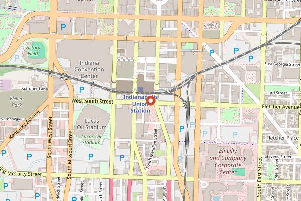 Map showing Slippery Noodle Inn Kitchen in Indianapolis