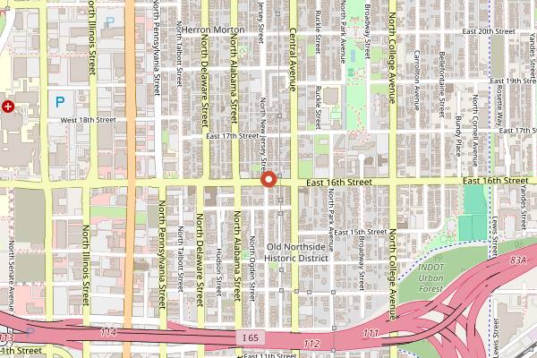 Map showing Tinker Street in Indianapolis