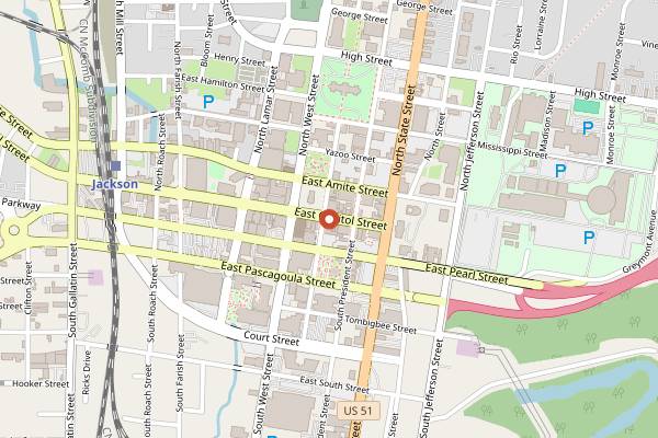 Map showing Donut Shop Downtown in Jackson