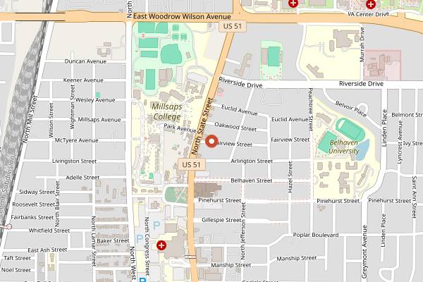Map showing Library Lounge at Fairview Inn in Jackson