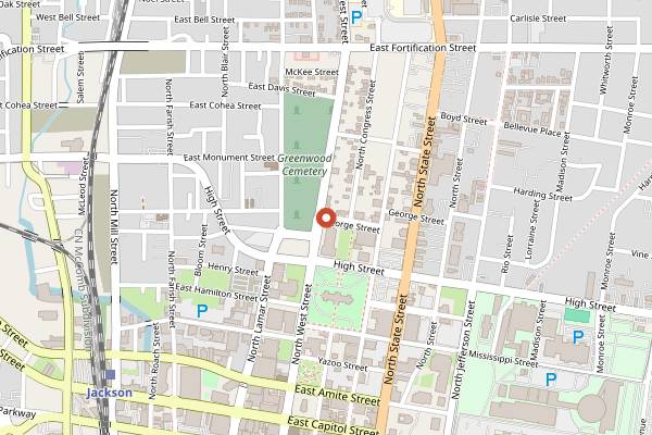 Map showing Ole Tavern on George Street in Jackson