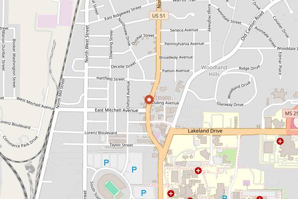 Map showing The Pearl Tiki Bar in Jackson