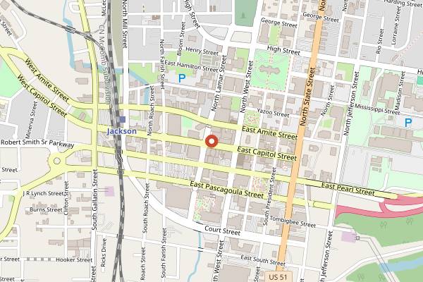 Map showing Just Vanilla Coffee Bar in Jackson