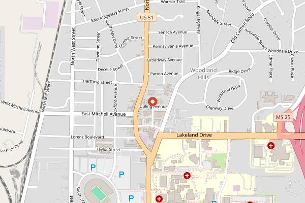 Map showing Amerigo Italian Restaurant in Jackson