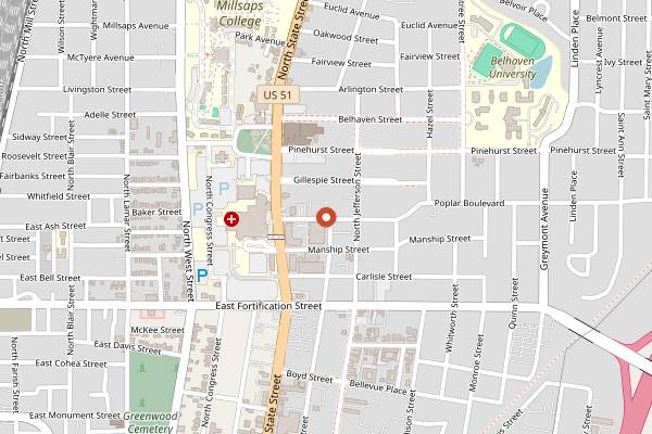 Map showing Keifer's Restaurant in Jackson