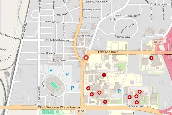 Map showing Fondren Public in Jackson