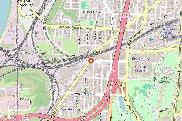 Map showing Boulevard Brewing Tours and Rec in Kansas City