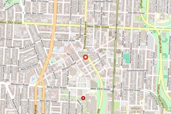 Map showing Westport Cafe and Bar in Kansas City