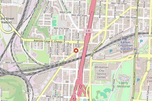 Map showing Tacos El Gallo in Kansas City