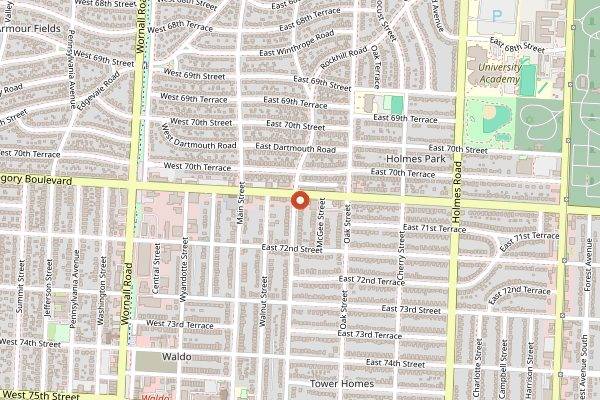 Map showing McLain's Bakery Cafe Waldo in Kansas City