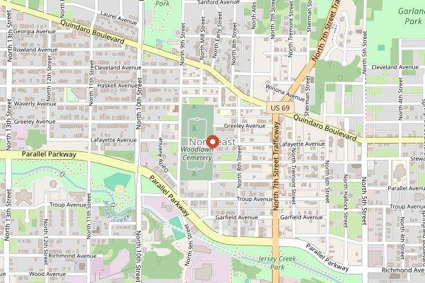 Map showing Stroud's Oak Ridge Manor in Kansas City