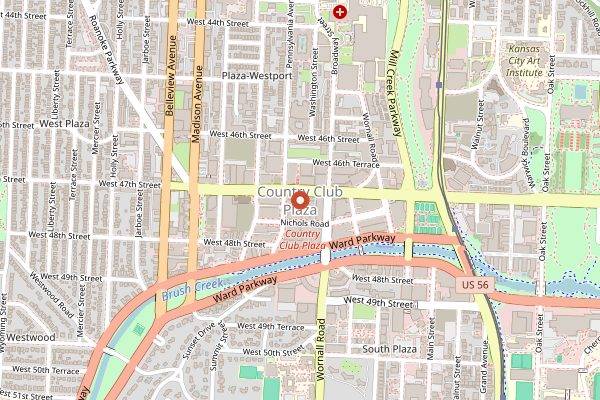 Map showing Plaza Art Fair in Kansas City