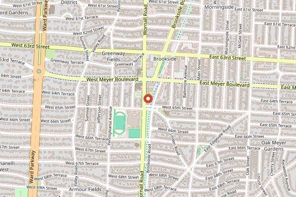 Map showing Brookside Farmers Market in Kansas City