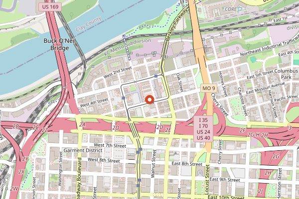 Map showing City Market in Kansas City
