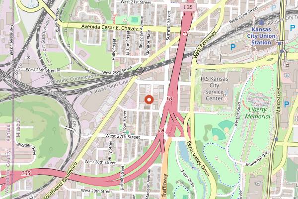 Map showing Boulevard Brewing Beer Hall Patio in Kansas City