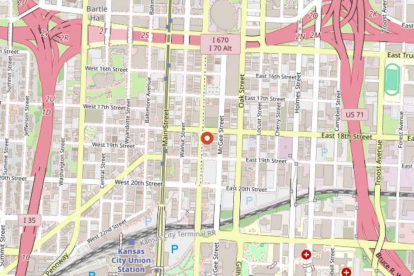 Map showing Green Lady Lounge in Kansas City