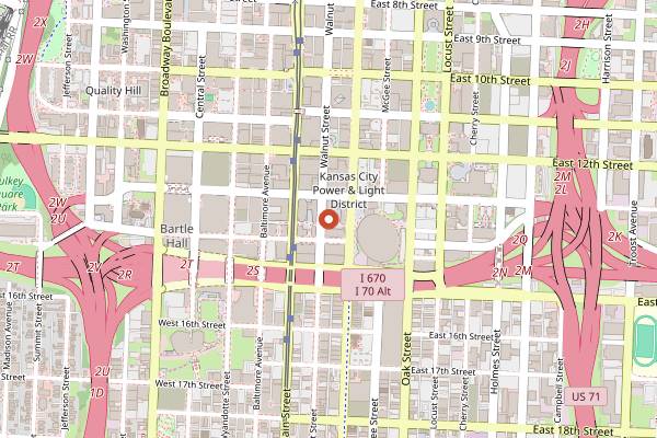 Map showing Mosaic Ultra Lounge in Kansas City