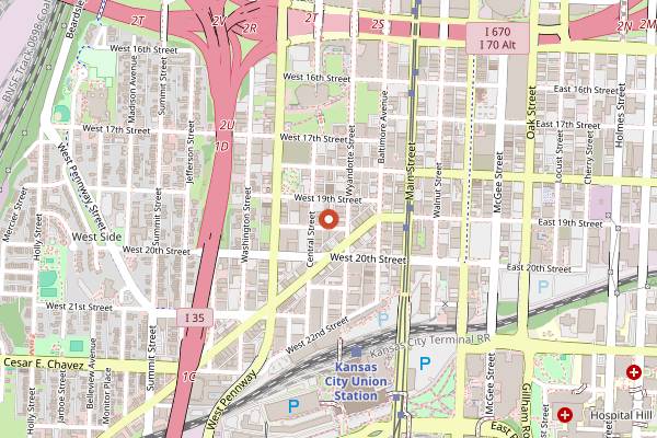 Map showing Swordfish Tom's in Kansas City