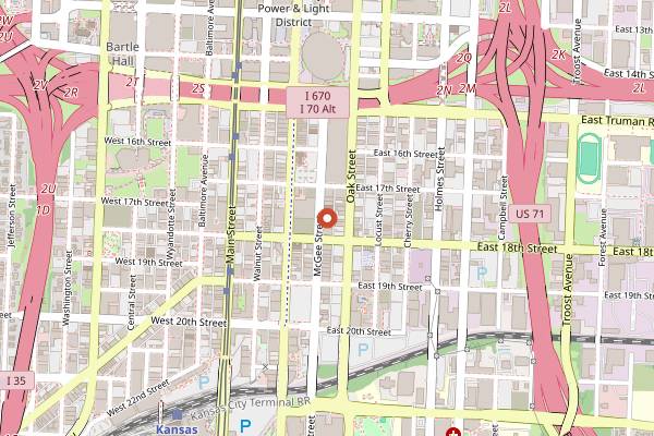 Map showing The Brick in Kansas City
