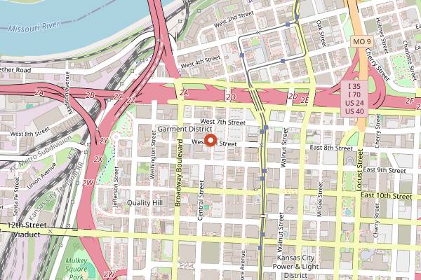 Map showing The Phoenix Jazz Club in Kansas City